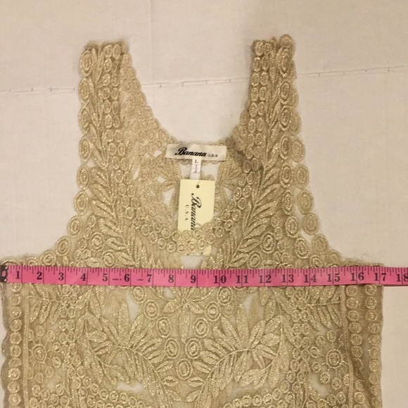 BANANA  L  Sleeveless Shear Gold Cami Top NEW WITH BRAND TAG. 100% Cotton - Picture 7 of 16
